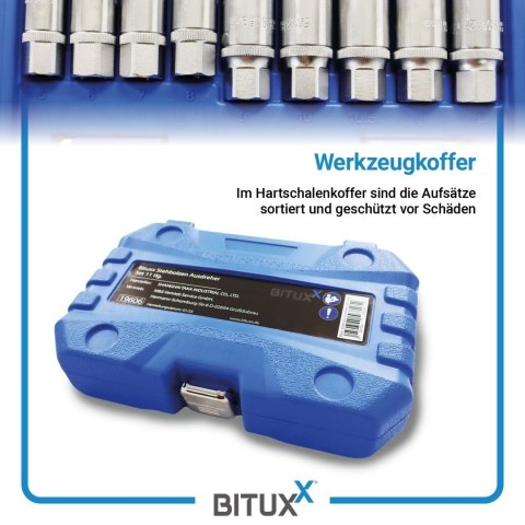 Profesjonalny zestaw wykrętaków do szpilek - BITUXX 11 elementów (napęd 1/2″)