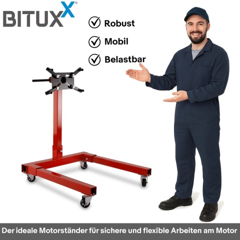 Stojak na silnik 570 kg obrotowy mobilny warsztatowy 4 koła 360°