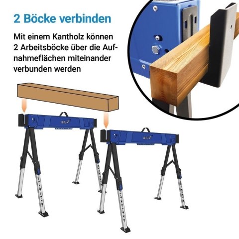 Stół roboczy / kozioł składany regulowany - 600 kg, wysokość 62-87 cm BITUXX