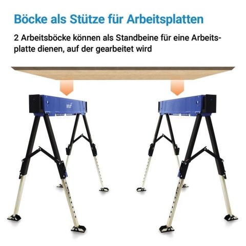 Stół roboczy / kozioł składany regulowany - 600 kg, wysokość 62-87 cm BITUXX