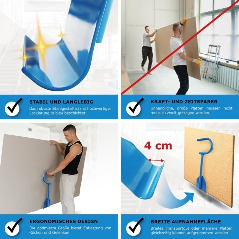 Uchwyt do przenoszenia płyt karton gips osb mdf nośność 100 kg