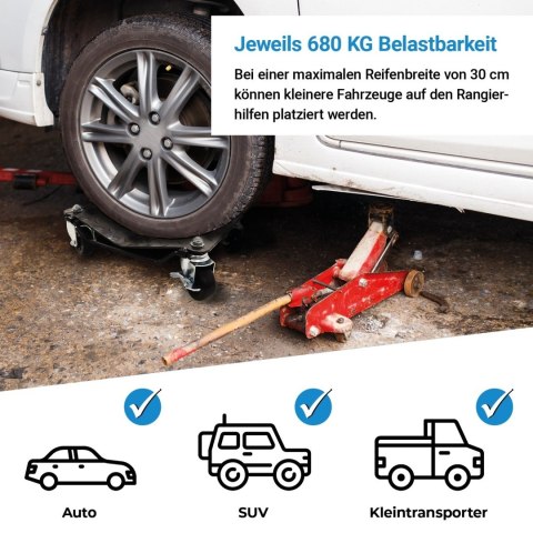 Wózki manewrowe pod koła 4x 680kg Bituxx zestaw do przestawiania auta