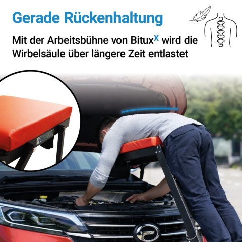 Wysokie siedzisko montażowe BITUXX, regulowane, na kółkach, 200 kg