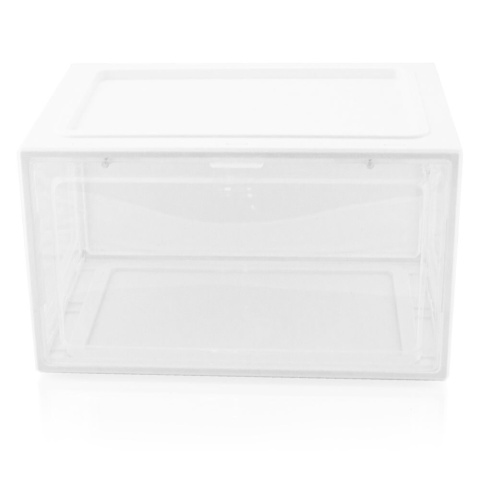 Zestaw 3 białych pudełek na buty z wentylacją organizer do szafy/garderoby