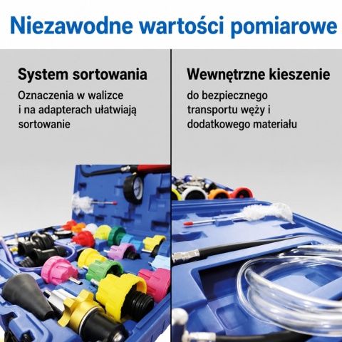 Bituxx 34‑częściowy tester układu chłodzenia - ciśnieniowy test szczelności i napełnianie chłodnicy