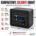 Bituxx sejf elektroniczny 25L z PIN i kluczem skrytka na dokumenty ścienny