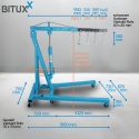 HYDRAULICZNY ŻURAW WARSZTATOWY UDŹWIG DO 2 TON PODNOŚNIK SKŁADANY BITUXX