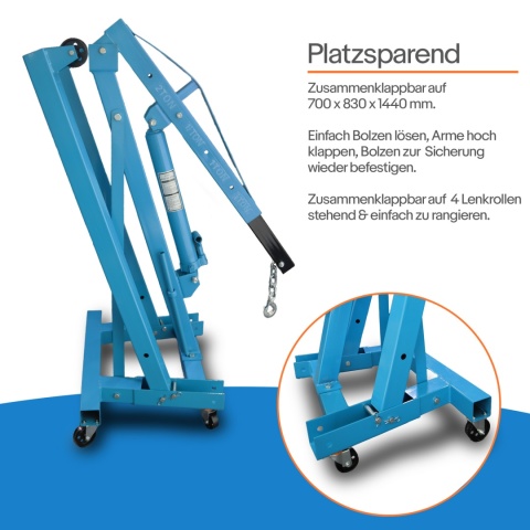 HYDRAULICZNY ŻURAW WARSZTATOWY UDŹWIG DO 2 TON PODNOŚNIK SKŁADANY BITUXX
