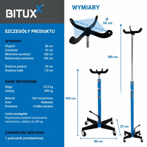 Mobilny podnośnik warsztatowy podnośnik hydrauliczny stabilny do skrzyń biegów