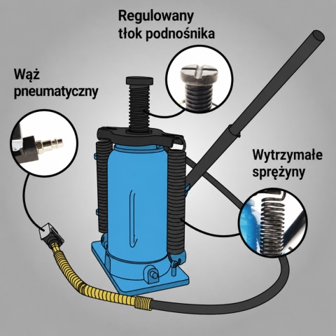 Podnośnik Słupkowy do 20T Hydrauliczno-Pneumatyczny Bituxx 17-51cm Mocny