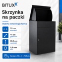 Skrzynka na paczki BITUX 90L stalowa zamykana czarna wodoodporna 53x41x76,5
