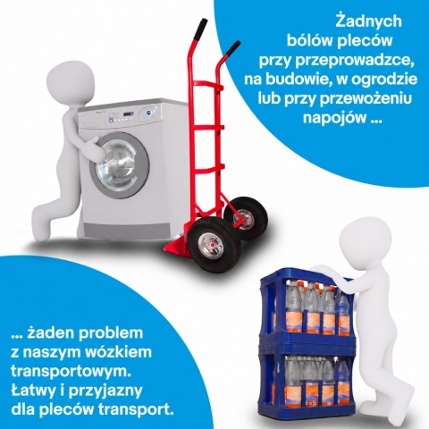 Wózek transportowy 200 kg stalowy 2 koła pompowane magazynowy do ładunków