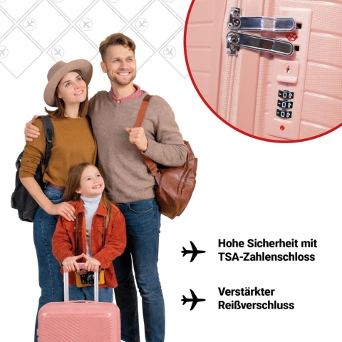 Zestaw Walizek Podróżnych Berwin 3 szt Twarde Na Kółkach TSA XL L M