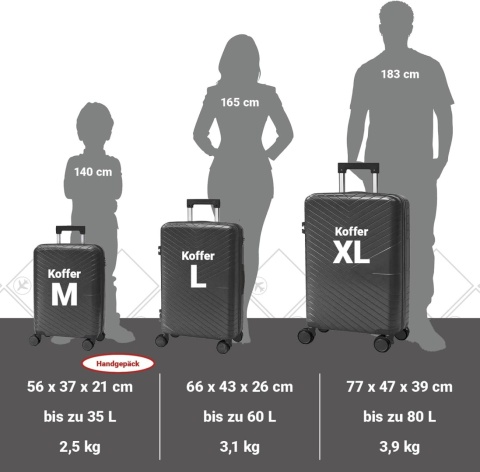 Zestaw Walizek Podróżnych Berwin 3 szt Twarde Na Kółkach TSA XL L M