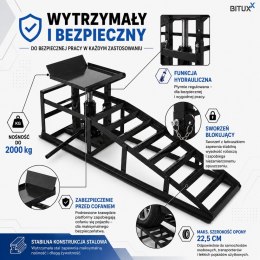 Bituxx 2x hydrauliczne najazdy samochodowe 2000 kg z podnośnikiem rampy serwisowe do auta