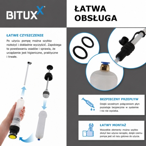 Bituxx ręczna pompka napełniająca / przelewowa 0,2 l Mocna konstrukcja