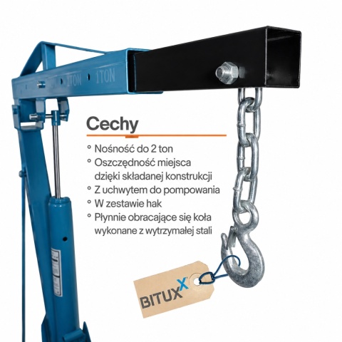 HYDRAULICZNY ŻURAW WARSZTATOWY UDŹWIG DO 2 TON PODNOŚNIK SKŁADANY BITUXX