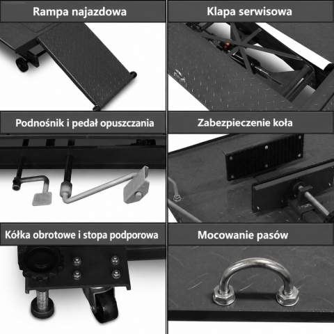 Hydrauliczny podnośnik motocyklowy Bituxx 460 kg czarny, centralny