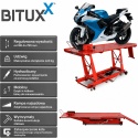 Hydrauliczny podnośnik motocyklowy Bituxx 460 kg czerwony, rampa serwisowa