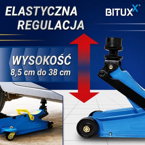 Hydrauliczny podnośnik samochodowy typu "żaba" (warsztatowy), 2,5 tony, Bituxx