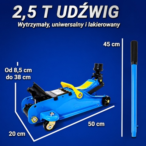 Hydrauliczny podnośnik samochodowy typu "żaba" (warsztatowy), 2,5 tony, Bituxx