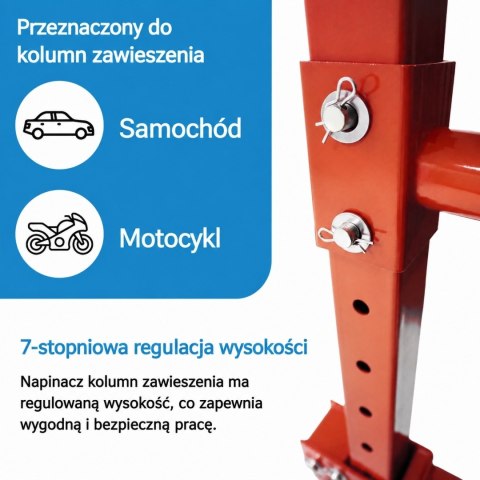 Hydrauliczny ściągacz do sprężyn samochodowych i motocyklowych 70–200 mm, 7-stopniowa regulacja wysokości