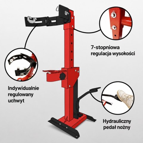 Hydrauliczny ściągacz do sprężyn samochodowych i motocyklowych 70–200 mm, 7-stopniowa regulacja wysokości