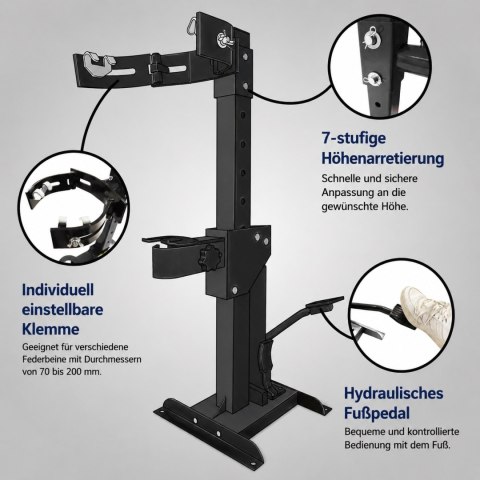 Hydrauliczny ściągacz do sprężyn 2,5 t Bituxx ściskacz sprężyn zawieszenia 70-200 mm z pedałem nożnym