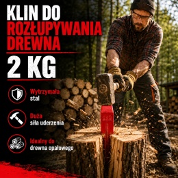 Klin rozłupujący do drewna drzewa 2kg ze stali mocny Łuparka BITUXX