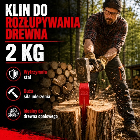 Klin rozłupujący do drewna drzewa 2kg ze stali mocny Łuparka BITUXX