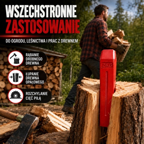 Klin rozłupujący do drewna drzewa 2kg ze stali mocny Łuparka BITUXX