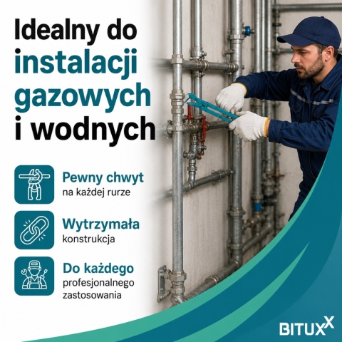 Klucz nastawny szwedzki do rur 1,5" bardzo lekki BITUXX długie szczęki