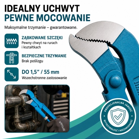 Klucz nastawny szwedzki do rur 1,5" bardzo lekki BITUXX długie szczęki