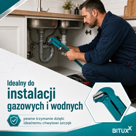 Klucz nastawny szwedzki do rur 1" 90° lekki BITUXX szczęki