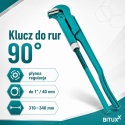 Klucz nastawny szwedzki do rur 1" 90° lekki BITUXX szczęki