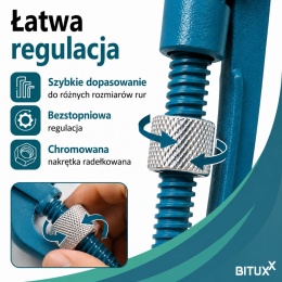 Klucz szwed nastawny do rur typ S1 Hydrauliczny czerwony Bituxx solidny
