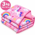 Kołdra obciążeniowa dziecięca 3 kg 100x150 cm koc sensoryczny różowa jednorożec