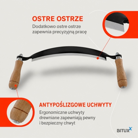 Nóż do ciągnięcia drewna 13” – stalowy, ergonomiczne uchwyty strug do drewna