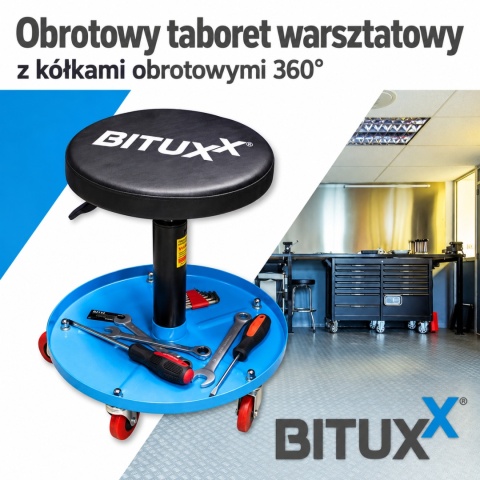 Obrotowy stołek do warsztatu z pneumatyczną regulacją wysokości