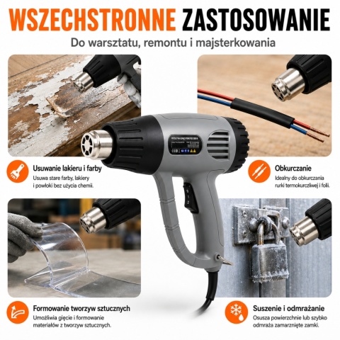 Opalarka Elektryczna 2000W 4 dysze 2 biegi + akcesoria BITUXX 600°C