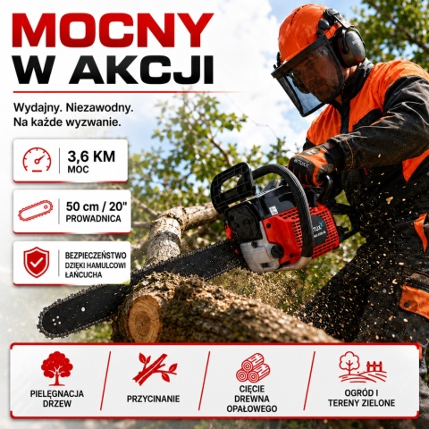 Piła łańcuchowa do drzewa Mocna i wytrzymała Spalinowa 3,6km BITUXX