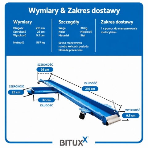 Platforma do manewrowania motocyklem 567 kg z wytrzymałej stalowej bazy solidnej