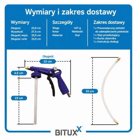 Pneumatyczny pistolet do konserwacji podwozia BITUXX