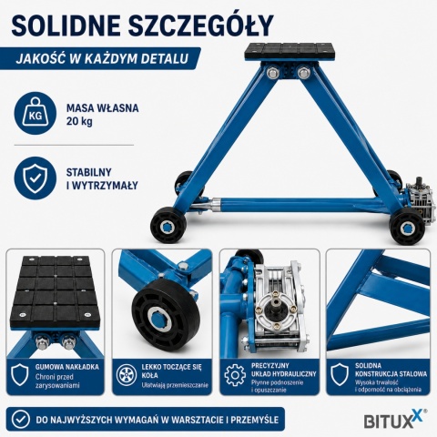Podnośnik nożycowy BITUXX 2,5T płaska platforma 11-48cm na korbę ręczną