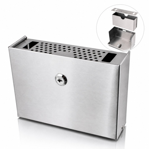 Popielniczka naścienna Popielnica ze stali inox na klucz BITUXX 20cm
