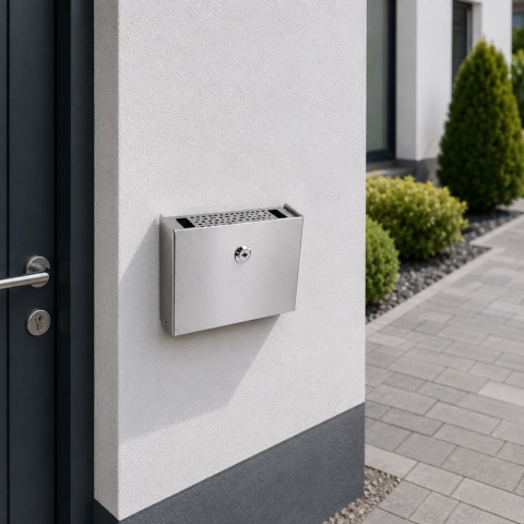 Popielniczka naścienna Popielnica ze stali inox na klucz BITUXX 20cm