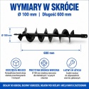 Wiertło glebowe 100 mm 600 mm do wiertnicy świder do ziemi stal solidne ogrodowe