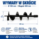 Wiertło glebowe 100 mm 400 mm świder do ziemi wiertnica stalowe do ogrodu trwałe
