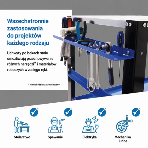 Profesjonalny stół warsztatowy/spawalniczy BITUXX na kółkach o nośności 250 kg - mobilny roboczy do spawania i montażu