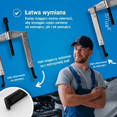 Ściągacz do łożysk ściągacz wewnetrzny 2 i 3 ramienny zestaw 12 elementów Bituxx